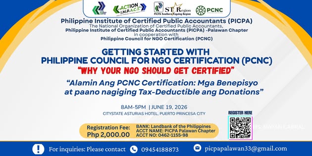 PICPA Palawan Chapter PCNC certification seminar poster